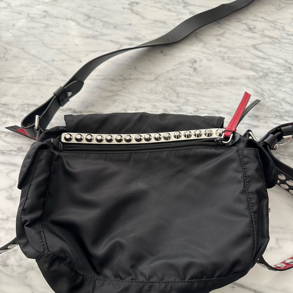 Prada New Vela Studded Black and Red Messenger Bag - Picture 6 of 12